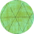 thumbnail image 1 of Ahgly Company Machine Washable Indoor Round Abstract Turquoise Blue Modern Area Rugs, 3' Round, 1 of 4