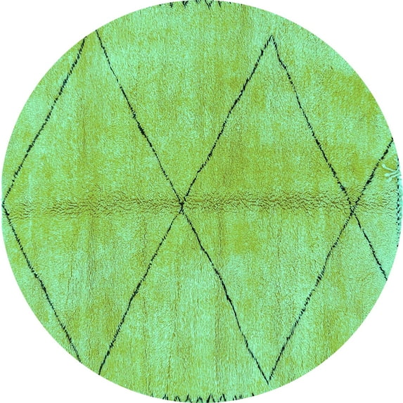 Ahgly Company Machine Washable Indoor Round Abstract Turquoise Blue Modern Area Rugs, 3' Round