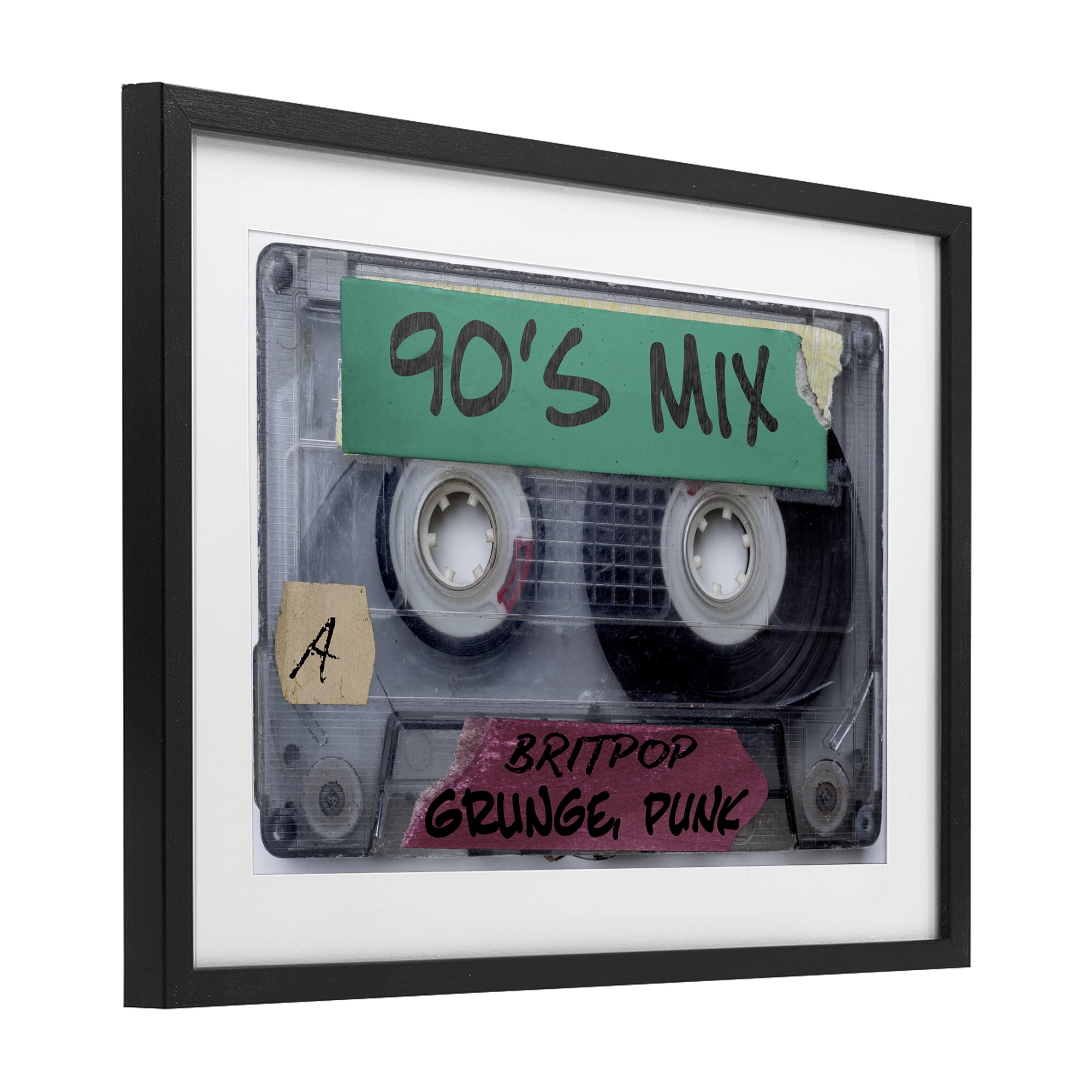 Stupell Industries Retro 90s Mix Cassette Black Framed Print Under Glass, design by Annabelle Hall