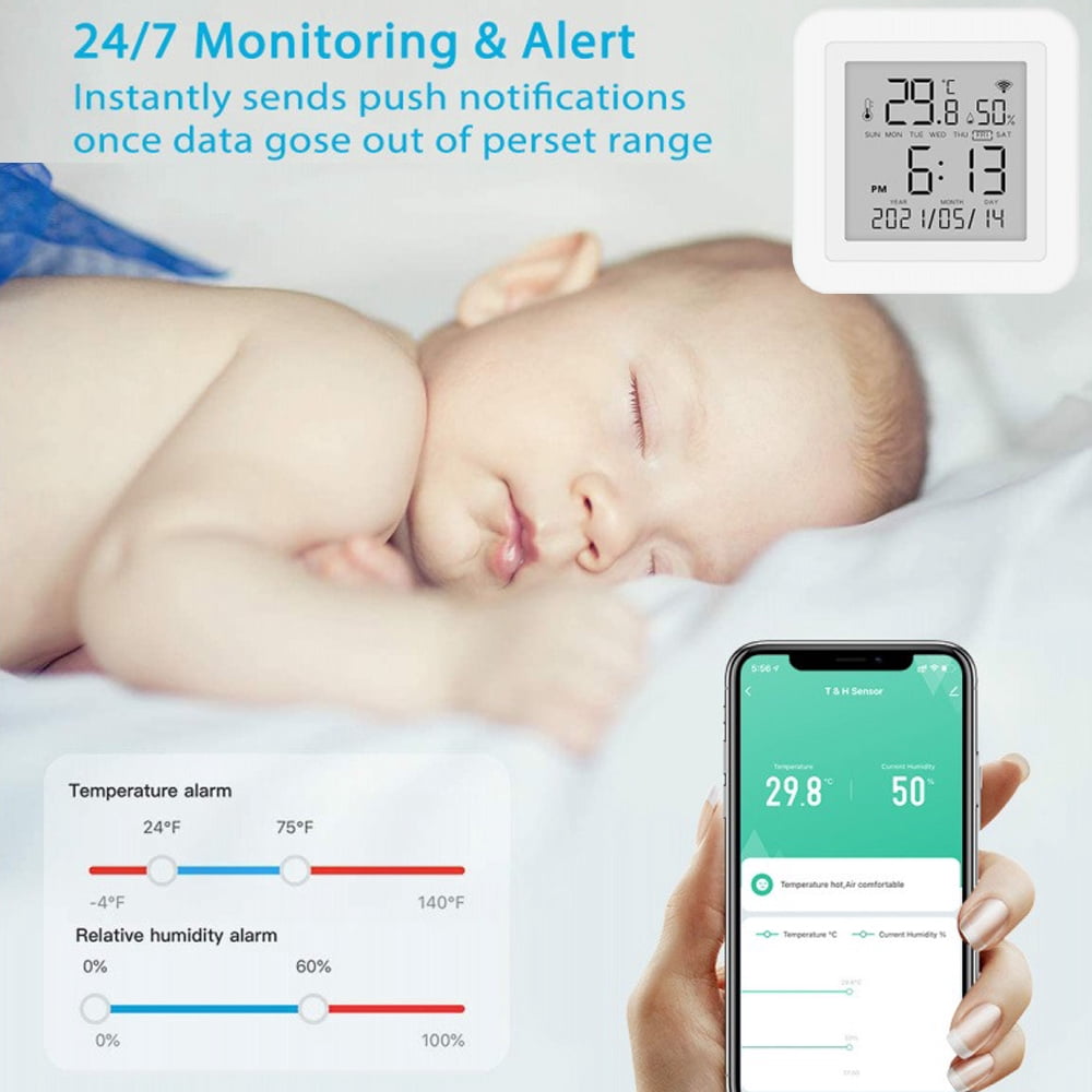Tuya WiFi Smart Thermometer Hygrometer Temperature Humidity Sensor Indoor Digital Temperature Humidity Meter