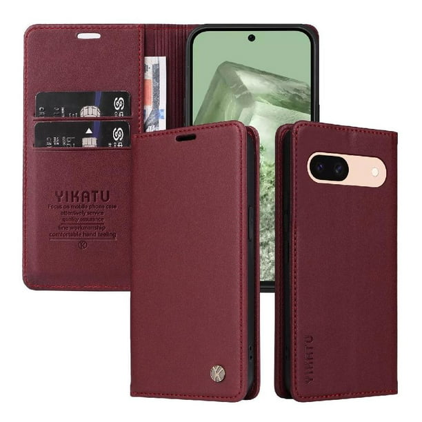 Funda para Google Pixel 8A Estuche de Cuero PU Tipo Cartera con Ranuras para Tarjetas y Cierre Magnético