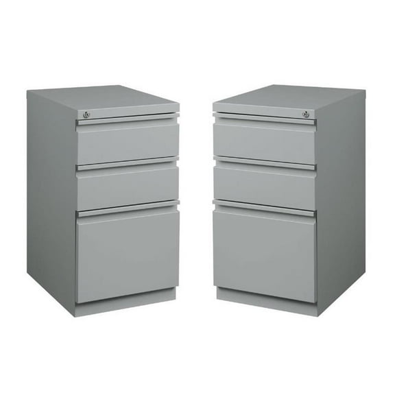 Home Square 2 Piece Metal File 3-Drawer Box/Box/File Set in Silver Gray