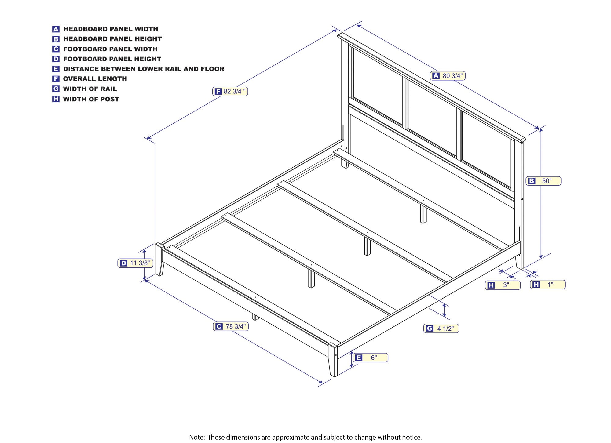 AFI Madison King Solid Wood Foundation Bed with Panel Headboard, Grey