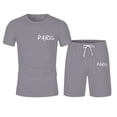 thumbnail image 5 of Paris Letter Graphic Short Sets for Men Crewneck T Shirt and Shorts 2 Piece Matching Set Mens Summer Outfits, 5 of 5
