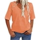 thumbnail image 2 of ICHUANYI Clearance Women Fashion Casual Solid Color Short Sleeve Loose Tee Tops V-neck Tops Blouse(Orange, L) ICHUANYI WER2023080912304, 2 of 6