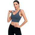thumbnail image 5 of Attraco Women's Workout Crop Tank Top Longline Sports Bra Medium Support Yoga Fitness, 5 of 7