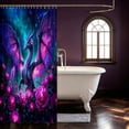 thumbnail image 3 of Manfei Gothic Dragon Animals Shower Curtain 72Wx72L,Vintage Rose Starry Sky Bathroom Curtain,Blue Pink, 3 of 5