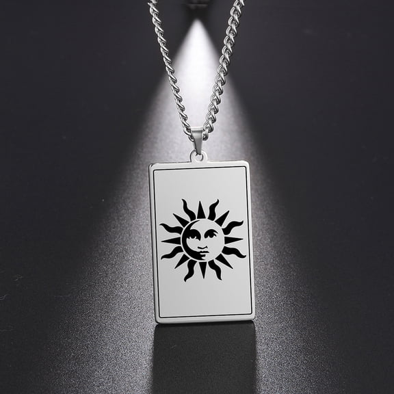 EUEAVAN Silver Sun Pendant Stainless Steel Necklace Jewelry