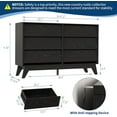 thumbnail image 2 of 6-Drawer Dresser for Bedroom, 47.2" Wide Mid Century Chest of Drawers, Wooden Dresser TV Stand, Vintage Dressers with Bevel Design for Bedroom, Living Room, Hallway, Black, 2 of 7