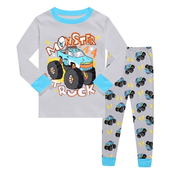 WOYY Toddler Boys 2 Piece Sleepwear Set Truck Print Long Sleeve T-Shirt Pants Outfits, Sizes 2-3T