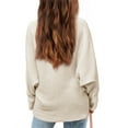 thumbnail image 2 of Girl's Oversized Crewneck Long Sleeve Fall Sweaters Kids BatwingSlouchy Chunky Pullover Jumper 5-14 Years, 2 of 4