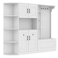 thumbnail image 5 of 74.8 Inch Multifunctional Hall Cabinet with 4 Hooks, Left-Right Combination Storage Cabinet for Living Room, Kitchen, Hallway, White, 5 of 8