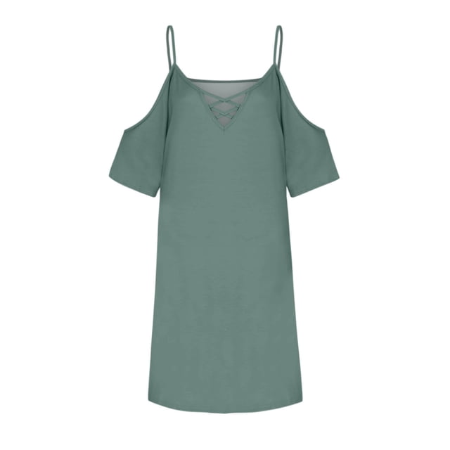 CEHVOM Robe pour Femme Sans Bretelles à Bretelles, Unie, à Col en V, Décontractée, Longueur Genou