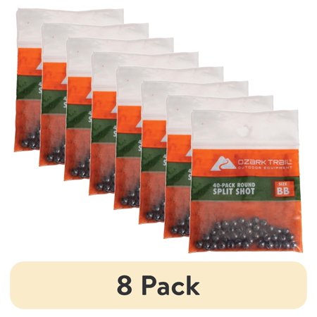 (8 pack) Ozark Trail Round Split Shot Fishing Weights Size BB 40 Count