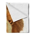 thumbnail image 2 of King Soft Flannel Fleece Throw Blanket, Roaring Wild Lion Head Safari Animal Majestic Cartoon Like Print Artwork, Cozy Plush for Indoor and Outdoor Use, 50" x 60", Pale Brown, by Ambesonne, 2 of 5