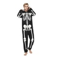 thumbnail image 2 of CLOISE Family Pajamas Halloween Skeleton One Piece Pajamas for Men Hooded Full-zip Pjs Comfortable Long Sleeve Holiday Loungewear Funny Halloween Clothes Black M, 2 of 4