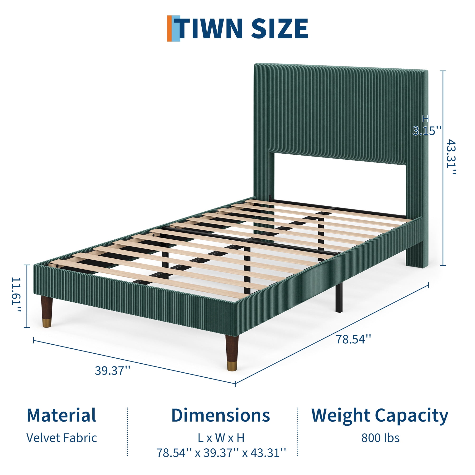 King Size Corduroy Bed Frame with Headboard, Heavy Duty Wood Slats, Noise-Free & Easy Assembly, No Box Spring Needed, Modern for Bedroom, Guest Room, Apartment