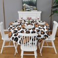 thumbnail image 2 of Brown Footballs with Leopard Spots Pattern Round Tablecloth 60"x60",Wrinkle Wipeable Table Cloth for Kitchen Dining Room Picnic Patio Party, 2 of 6