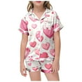 thumbnail image 1 of toraway Pyjama Mignon pour Garçons, Imprimé de la Saint-Valentin, Manches Courtes, Ensemble Deux Pièces, 3-4 Ans, 1 of 4