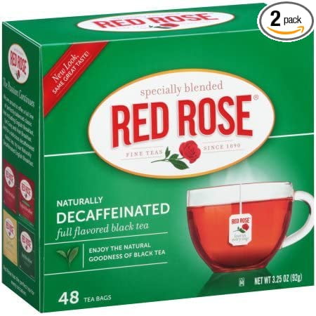 Red Rose Naturally Decaffeinated Tea 48-Count Boxes (Pack of 2)