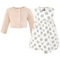 thumbnail image 3 of Hudson Baby Infant and Toddler Girls Cotton Dress and Cardigan Set, Neutral Daisy, 9-12 Months, 3 of 5
