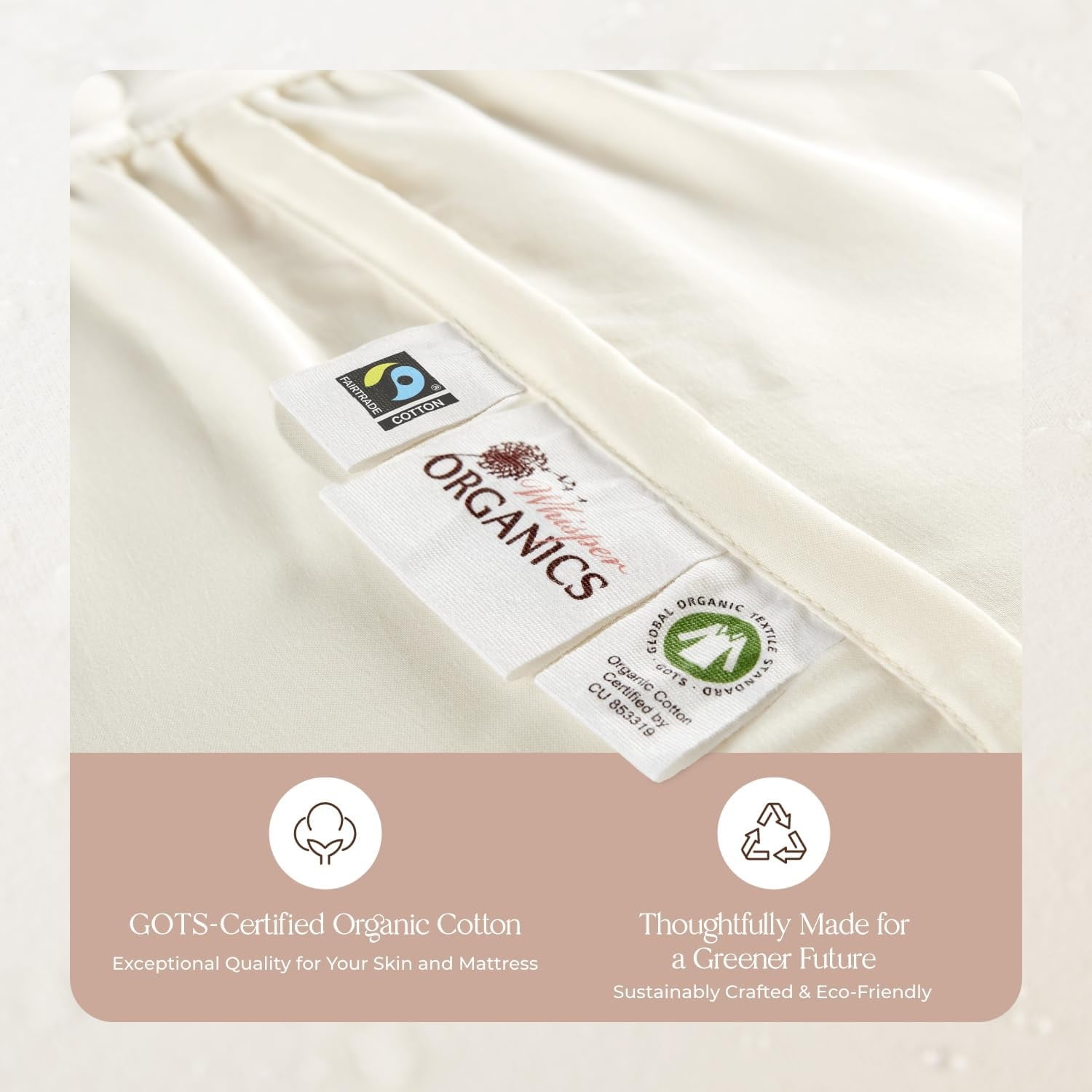 Organic Waterproof Mattress Protector - 100% GOTS & Fairtrade Cotton, Silent & Breathable, Fits up to 17" Deep, Hypoallergenic, Machine Washable
