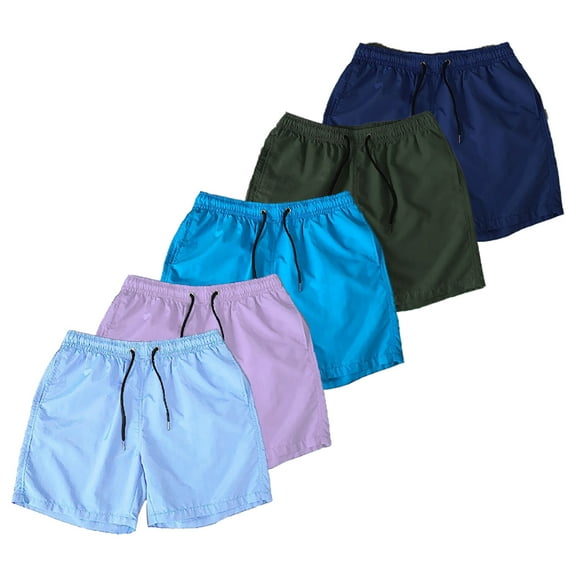 Fjuchai Mens Surf Swim Trunks Male Summer Casual Solid Color Shorts M-5XL