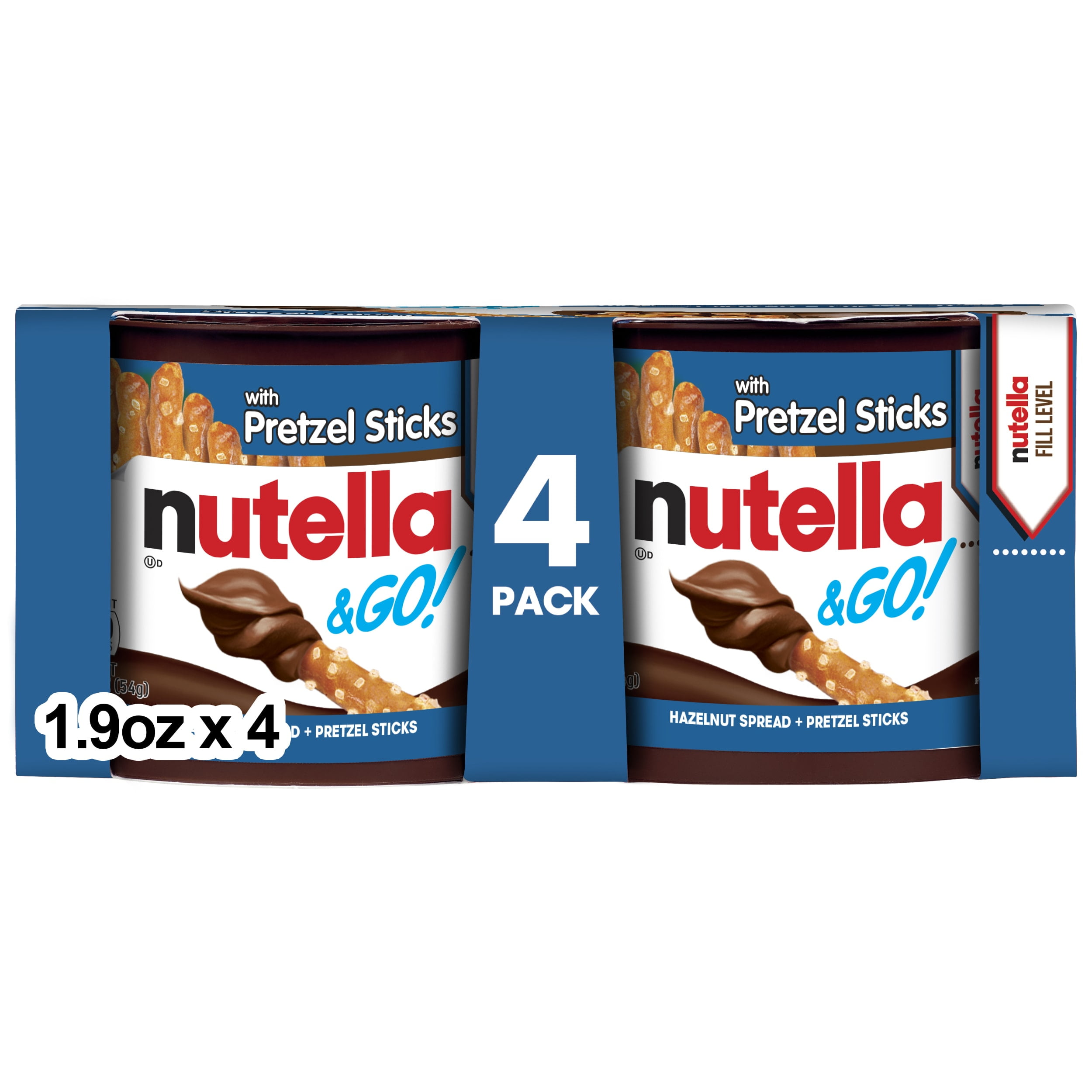 (4 Pack) Nutella & GO! Hazelnut And Cocoa Spread With Pretzel Sticks, Snack Pack, Easter Basket Stuffers, 1.9 oz