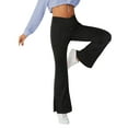 thumbnail image 3 of Xuanfei Women Solid Color Cross-Over High Waist Side Pocket Stretchy Flared Yoga Pants, 3 of 8