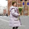 thumbnail image 5 of NAISIBABY Girls Parka with Pockets, Windproof Hooded Zip Up Thermal Winter Over Knee Length Puffer Coat Purple 13T, 5 of 8