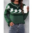 thumbnail image 2 of Sweaters for Women Halloween Day Cute Ghosts Print Ethnic Style Pullover Sweaters Warm Knitted Crewneck Sweaters Shermie, 2 of 6