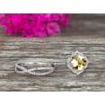 thumbnail image 3 of 10k White Gold 2.80 Carat 7mm Cushion Cut Champagne Diamond Moissanite Engagement Rings With Twisted Wedding Band Halo Design Art Deco, 3 of 5