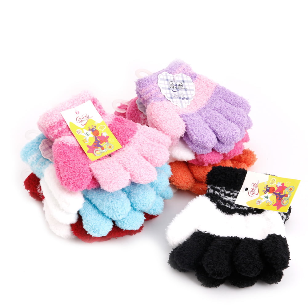 S-TROUBLE Cute Infant Baby Kid Full Finger Warm Winter Gloves Toddler Knit Rainbow Mittens