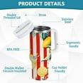 thumbnail image 2 of Yayeee 30oz Stainless Steel Tumbler with Straw and Handle Double-Wall Insulated Travel Water Bottle, White Striped Lemon, 2 of 8