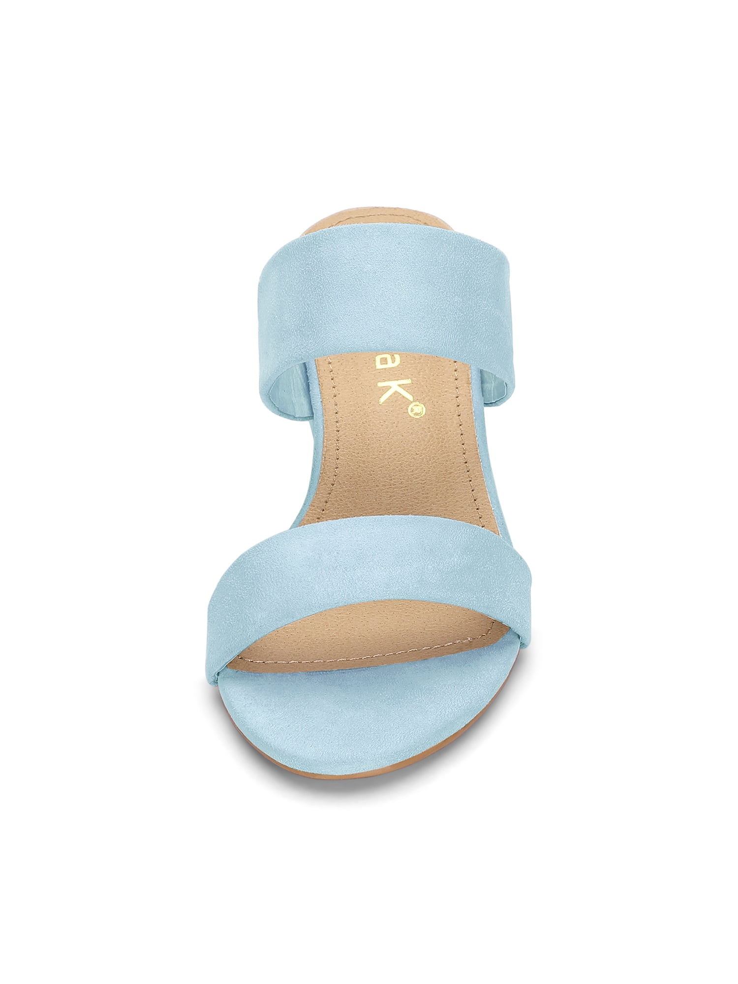 DARING DIVA Stylish Women's Block Heel Dual Straps Slide Sandals 6 Sky Blue