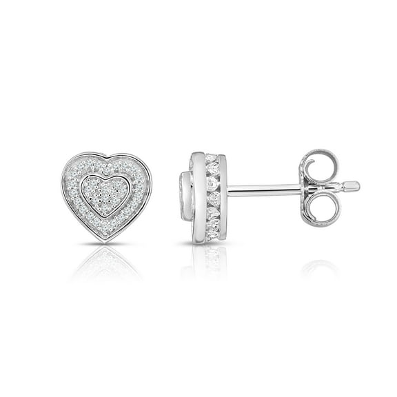 Natalia Drake 1/10 Cttw Diamond Heart Stud Earrings for Women in Sterling Silver