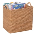 thumbnail image 5 of Loma Rectangular Decorative Rattan Storage Basket with Ear Handles, Small, 5 of 23