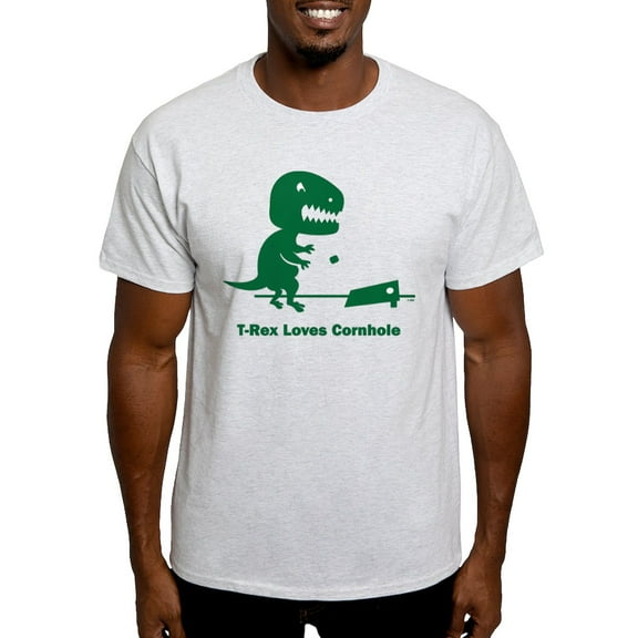 CafePress - T Rex Loves Cornhole Light T Shirt - Men's Classic Graphic T-Shirt