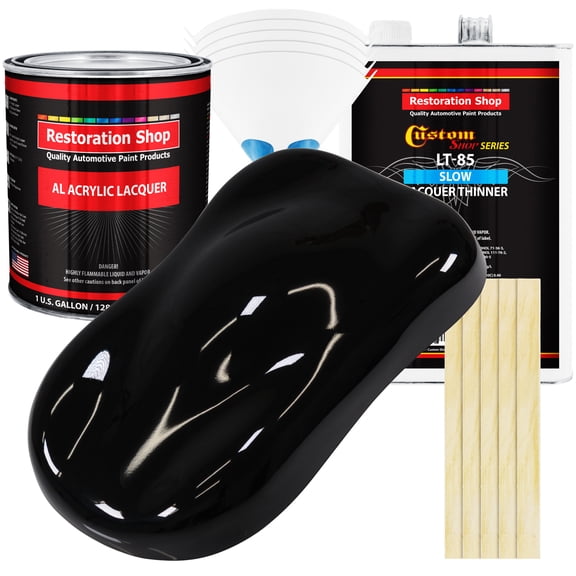 Restoration Shop - Boulevard Black Acrylic Lacquer Auto Paint - Complete Gallon Paint Kit with Slow Thinner