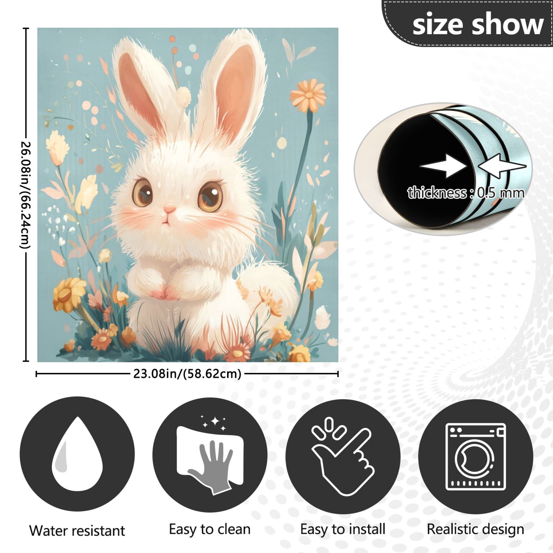 Dishwasher Magnetic Sticker 23x26 Inch Refrigerator Magnetic Sticker Washing Machine Magnetic Sticker Kitchen Panel Magnetic Sticker Home Decor A Cartoon Rabbit