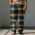 thumbnail image 2 of JIUKE Pajamas Pants for Men Drawstring Plaid Loungewear Baggy Comfy Elastic Waist Casual Trousers with Pockets, 2 of 5