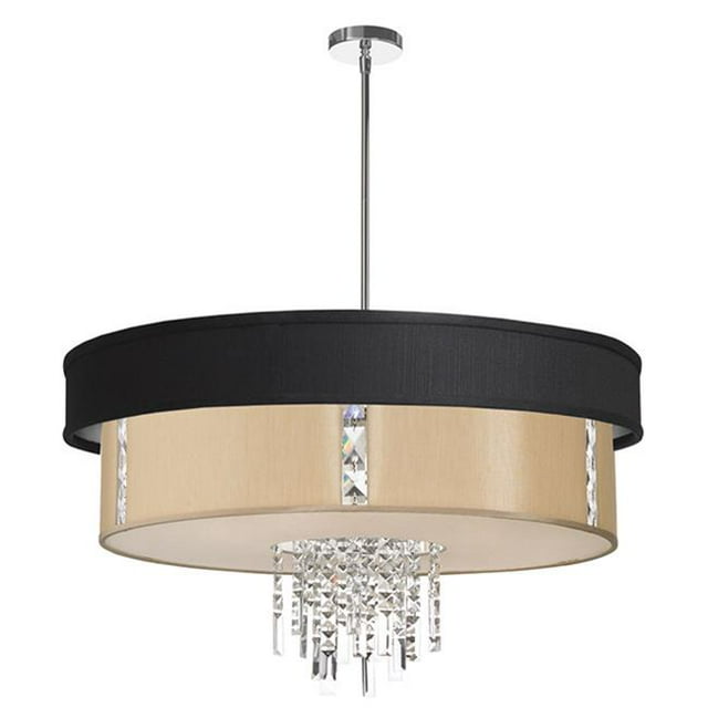 Radionic Hi Tech CHA-RITA-31-4-PC-694-839-RHT Rita 4 Light Crystal Pendant With Black & Cream Shade