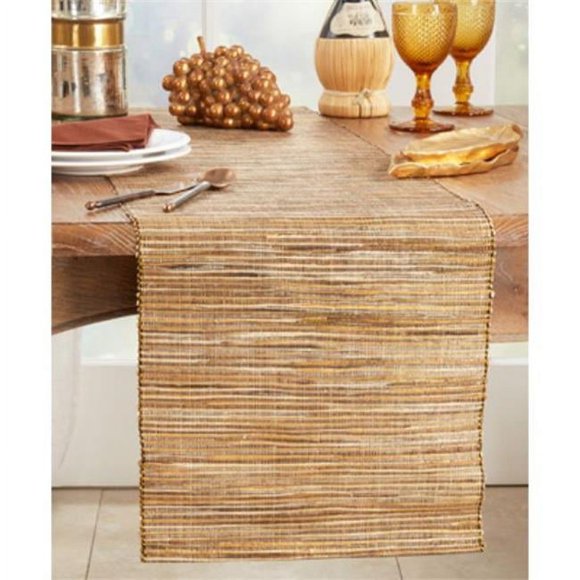 Saro Lifestyle 217.GL1454B 14 x 54 in. Shimmering Woven Nubby Table Runner, Gold