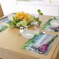 thumbnail image 4 of Ambesonne Peace Place Mats Set of 4, Spa Sand Orchid Flower, Standard Size, Blue Fern Green Fuchsia, 4 of 6
