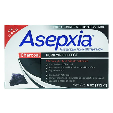 Asepxia Charcoal Cleansing Bar Soap. For Acne and Blackheads. Removes Impurities and Toxins. Helps Oily Skin. With Salicylic Acid. 4 (Best Soap In The World)