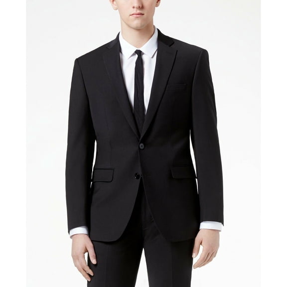Calvin Klein Mens Slim fit Wool Suit Jacket Blazer 44 Extra Long Black Stretch