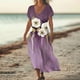 thumbnail image 1 of Vestido Informal Con Cuello En V y Estampado Floral Para Mujer, Manga Corta, Verano, Cómodo, Ligero, Transpirable, Corte Holgado, Elegante, Para Uso Diario., 1 of 3