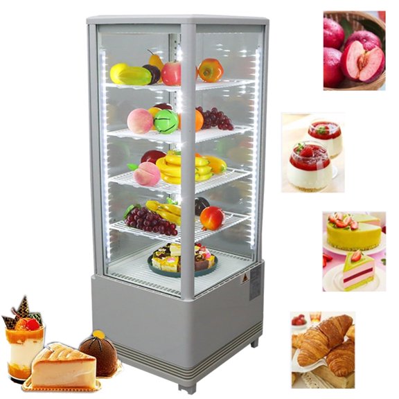 TECHTONGDA Cake Display Cabinet Drinks Dessert Refrigerated Showcase with LED Light 98L