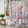 thumbnail image 3 of Watercolor Christmas Snowman Shower Curtain for Bathroom, Country Floral Art Waterproof Shower Curtains Washable Quick Dry with Hooks Bathtub Curtains 72x72IN, 3 of 9