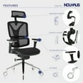 thumbnail image 7 of NOUHAUS ErgoPRO Black Mesh Ergonomic Swivel Office Chair with Adjustable Armrests, Lumbar Support, Headrest & Blade Wheels for Home Office, 7 of 7